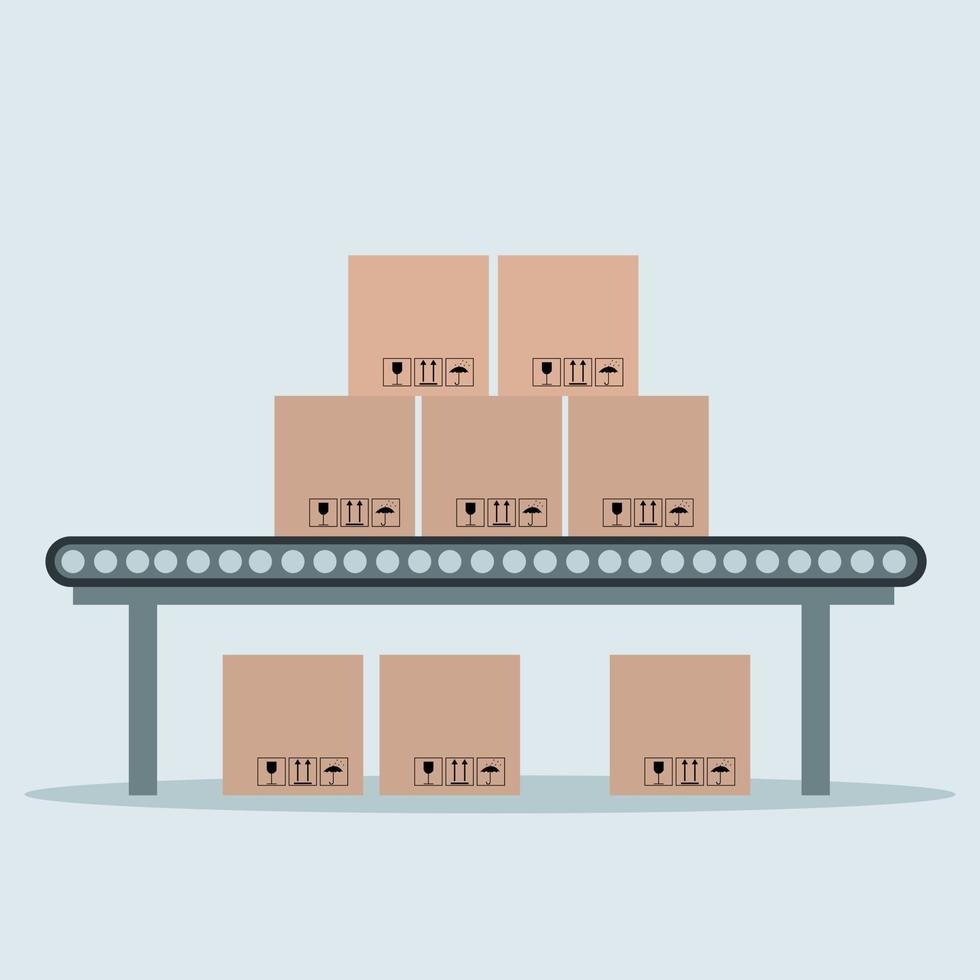 Industrial conveyor belt with packaging vector