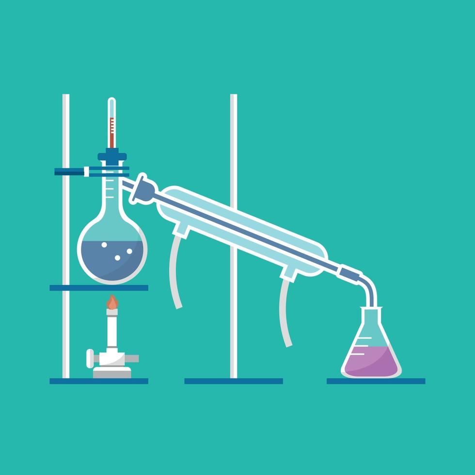 Simple distillation model in chemistry laboratory vector