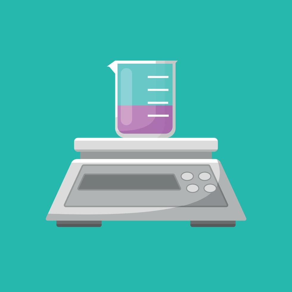 equilibrio de equipo de laboratorio y vector de vaso de precipitados