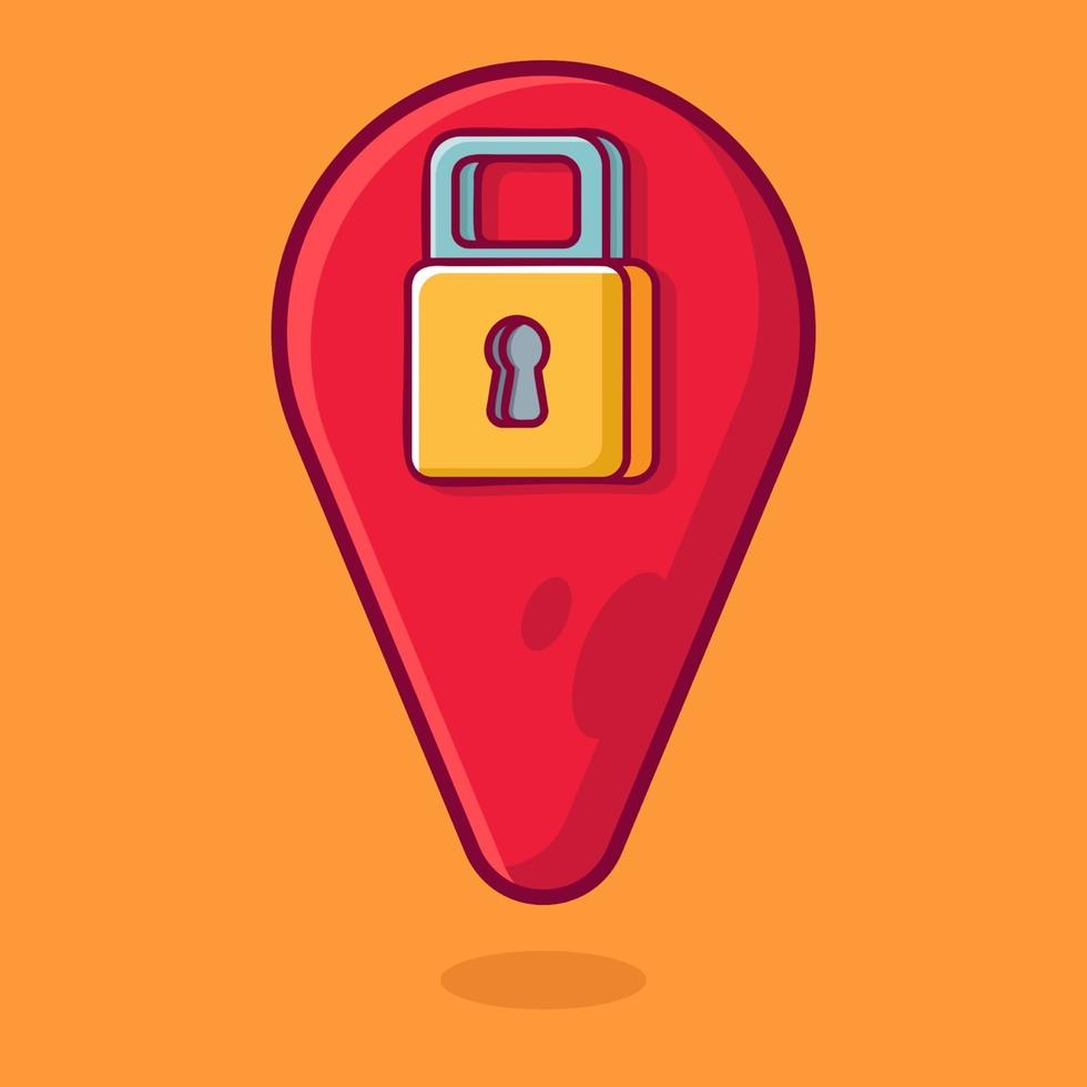 location lock concept symbol isolated cartoon illustration vector