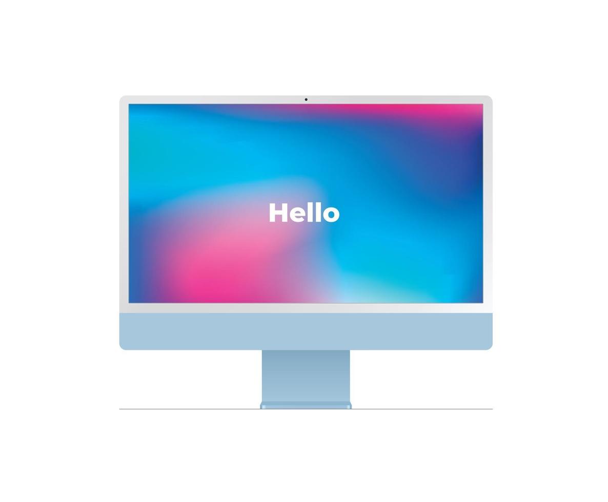 Soft blue computer with liquid wallpaper screen vector