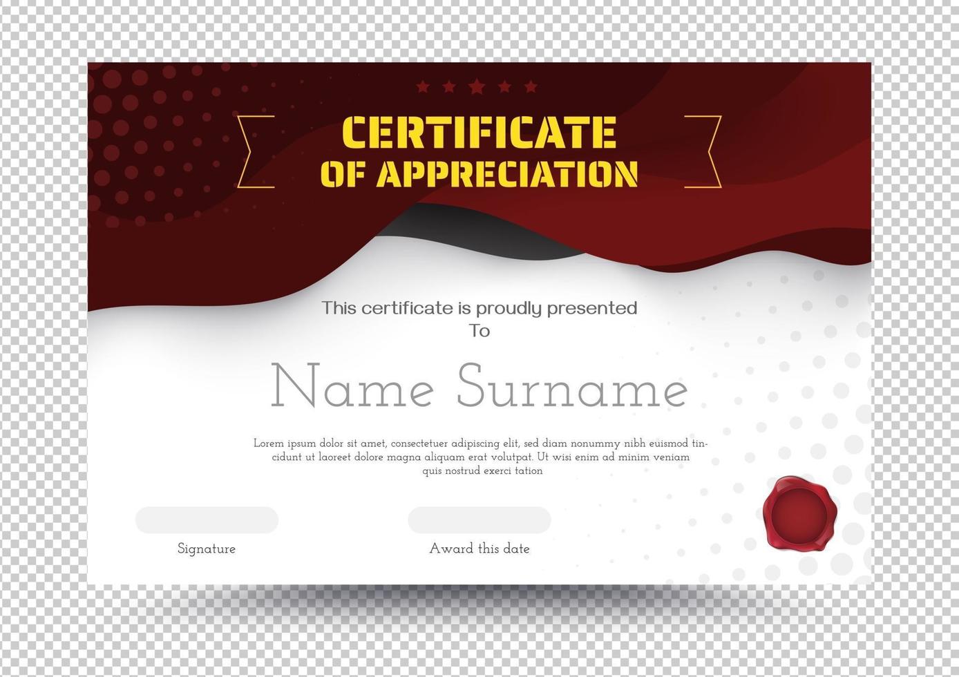 Certificate of appreciation template vector
