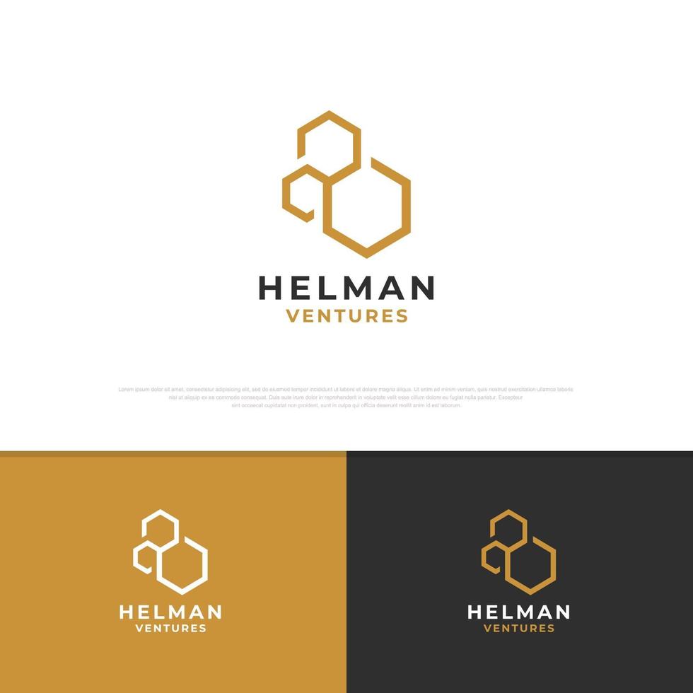 Set of line art hive logo design vector