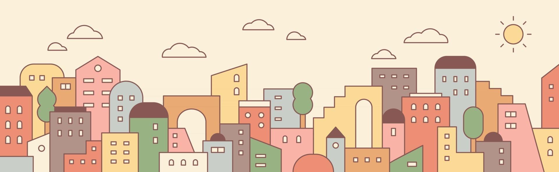 Many buildings in the city. Simple pattern design template vector