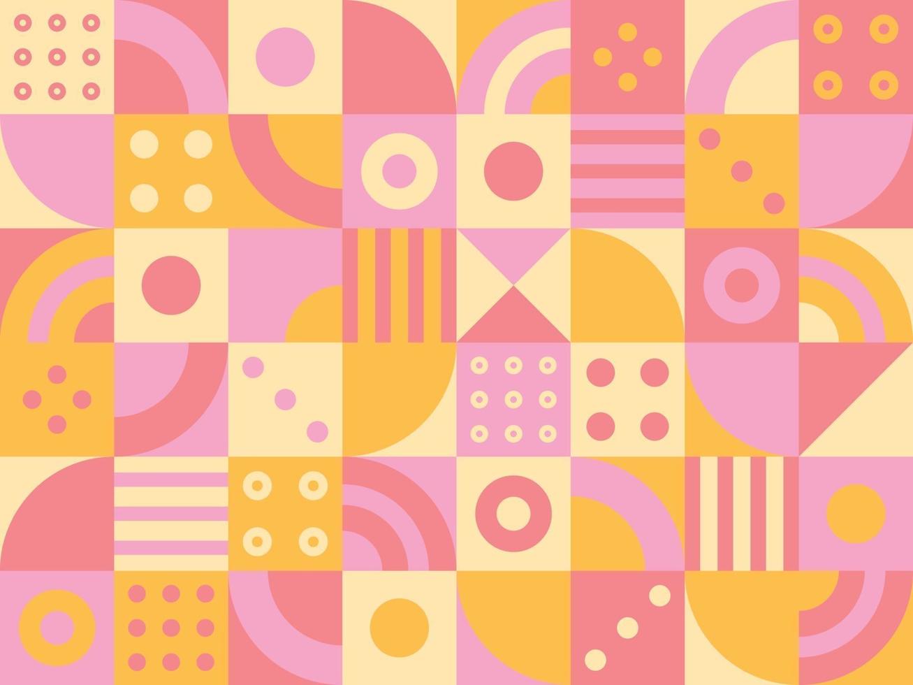 Circular pieces are creating patterns in a square mosaic grid vector