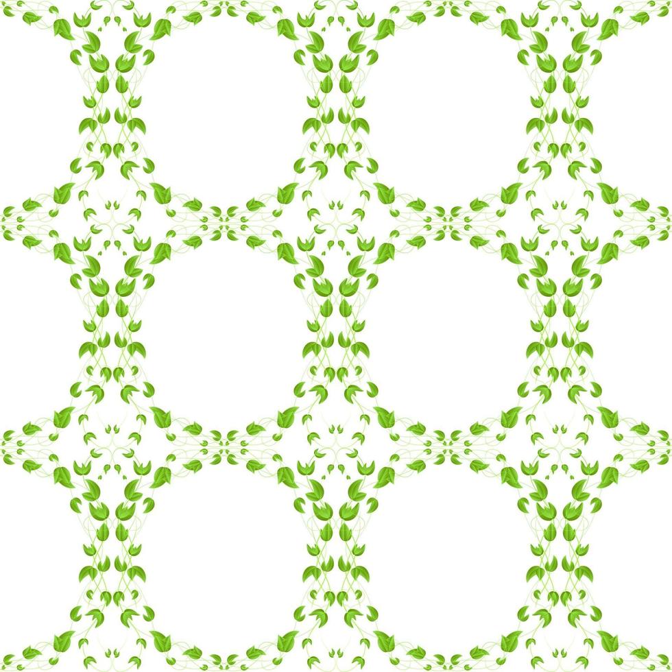 seamless vector background of wicker leaves and branches isolated on a white background