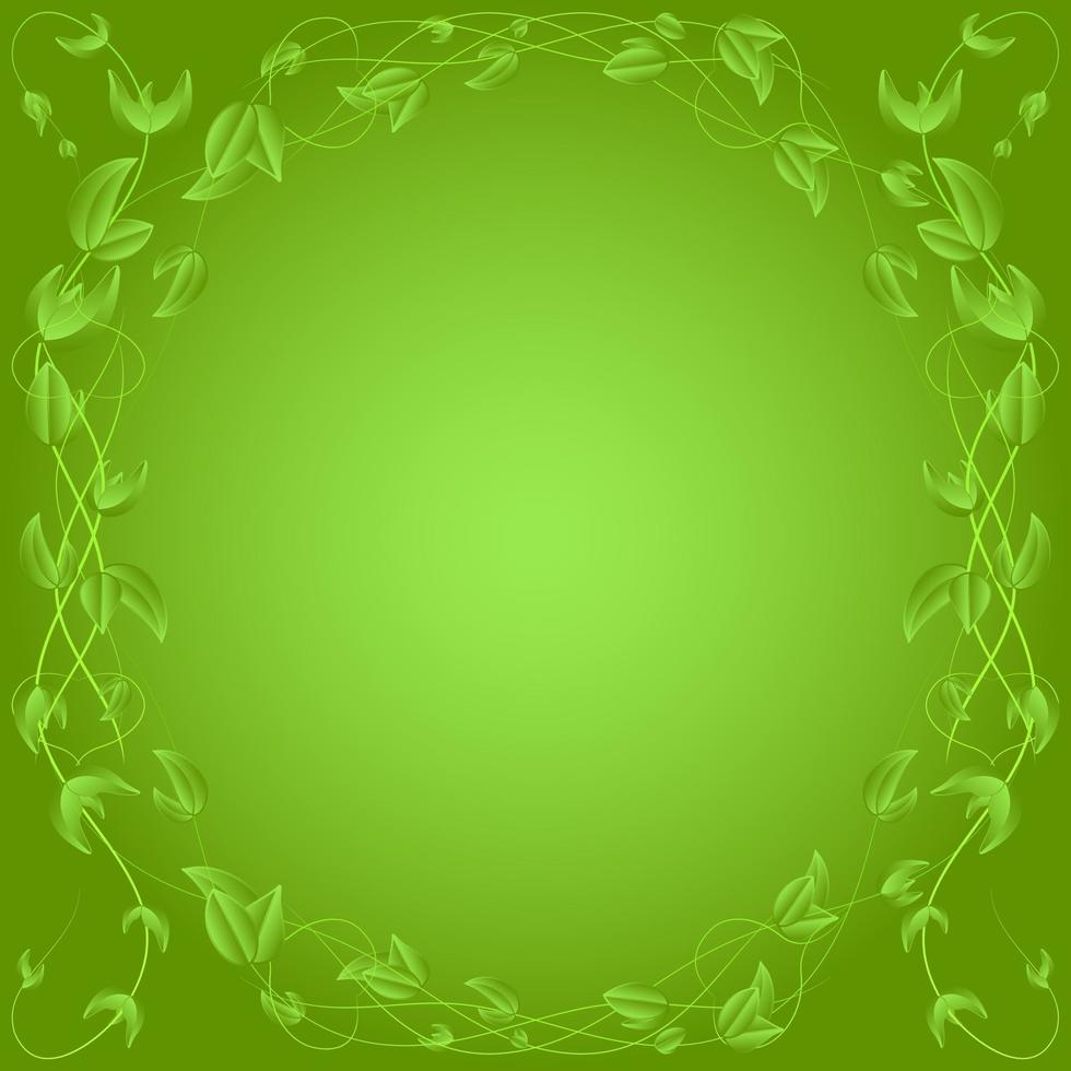 círculo de hojas verdes en un borde de rama sobre fondo verde vector