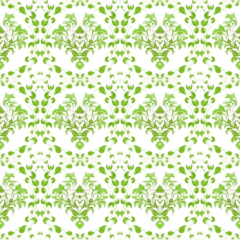 Seamless background of green wicker leaves and branches vector