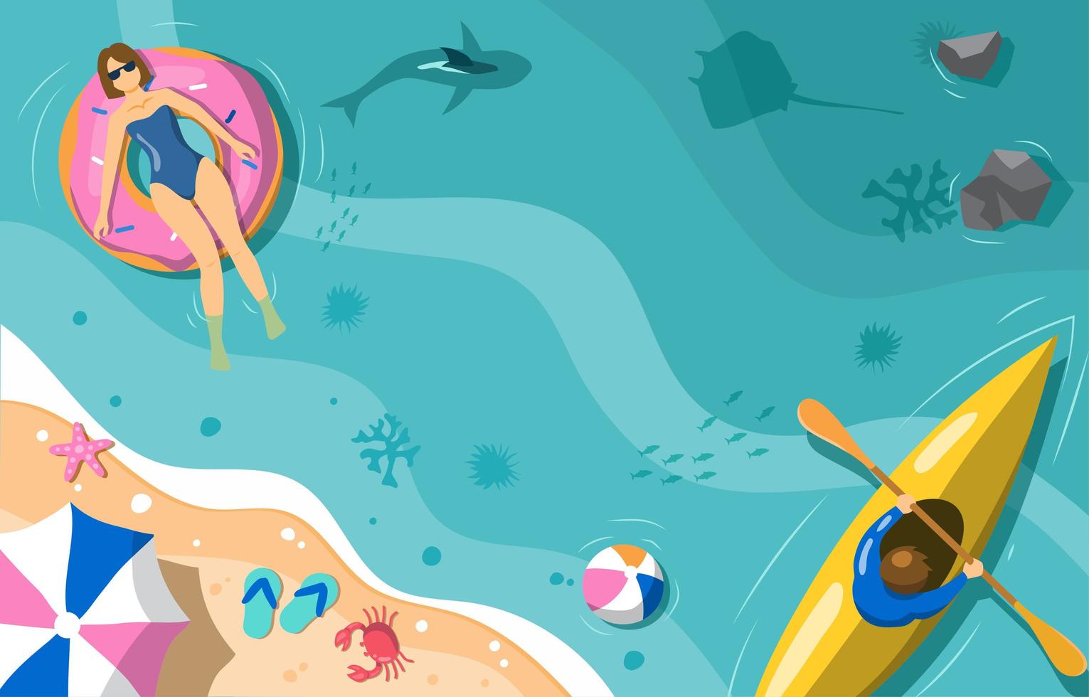 Summer Activity at the Beach Concept vector