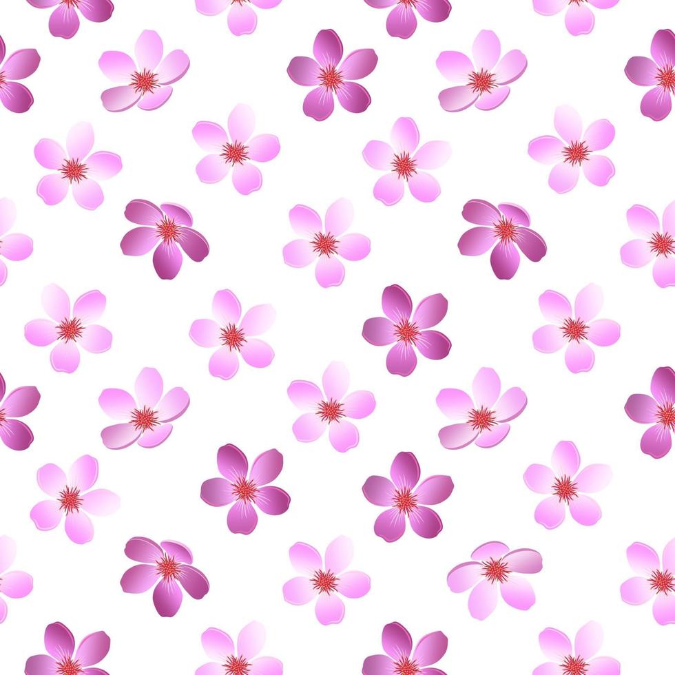 WHITE PATTERN WITH PINK AND PURPLE FLOWERS vector