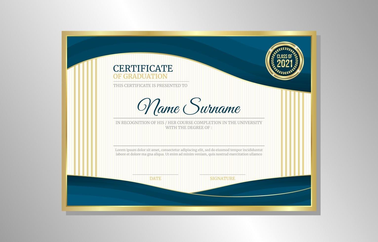 Certificate of Graduation Layout Template vector