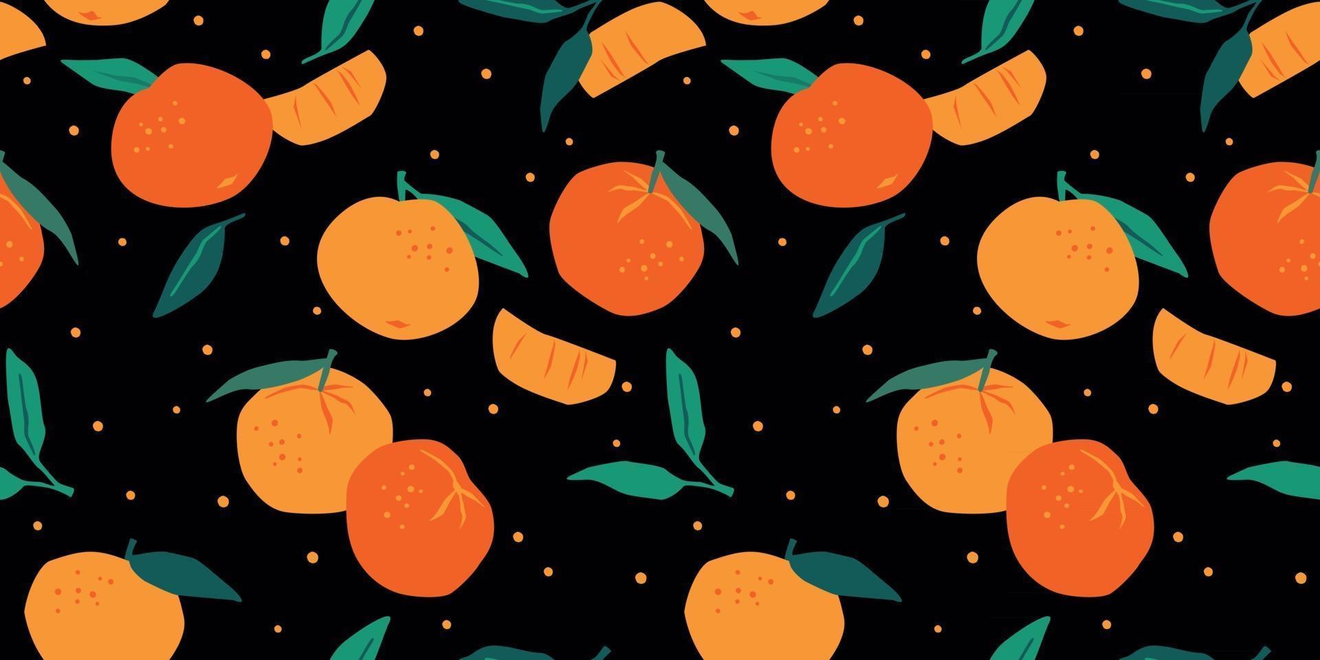 Vector seamless pattern with mandarins Trendy hand drawn textures  Modern abstract design