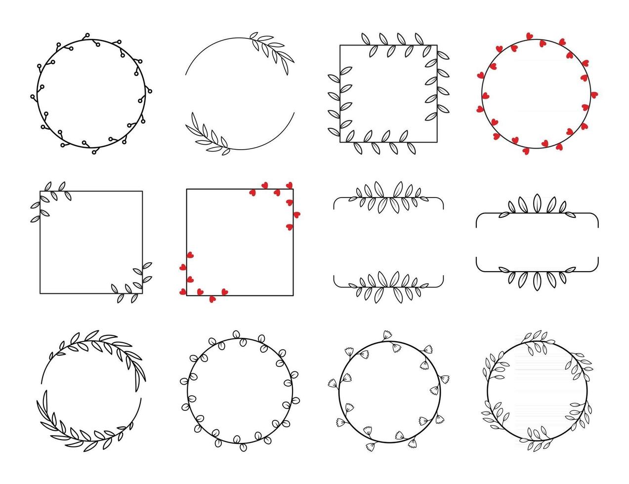 divisores de bordes florales y de hojas vector