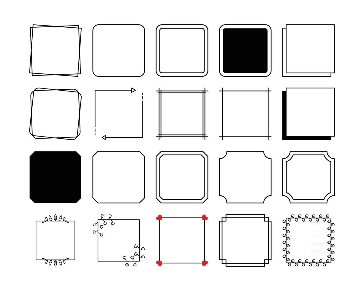 square frames border set in vintage style vector