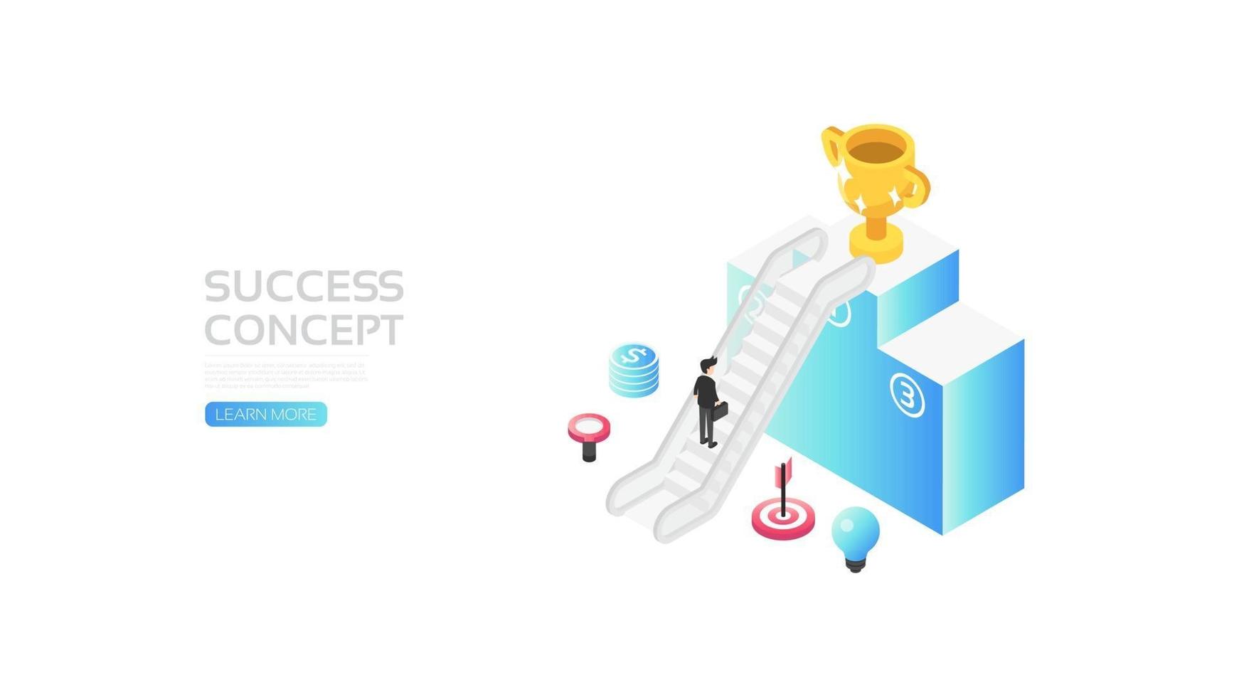 Isometric success concept vector