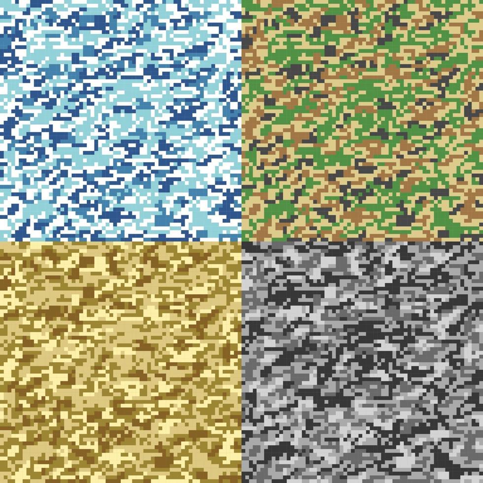 conjunto de patrones de camuflaje digital transparente vector