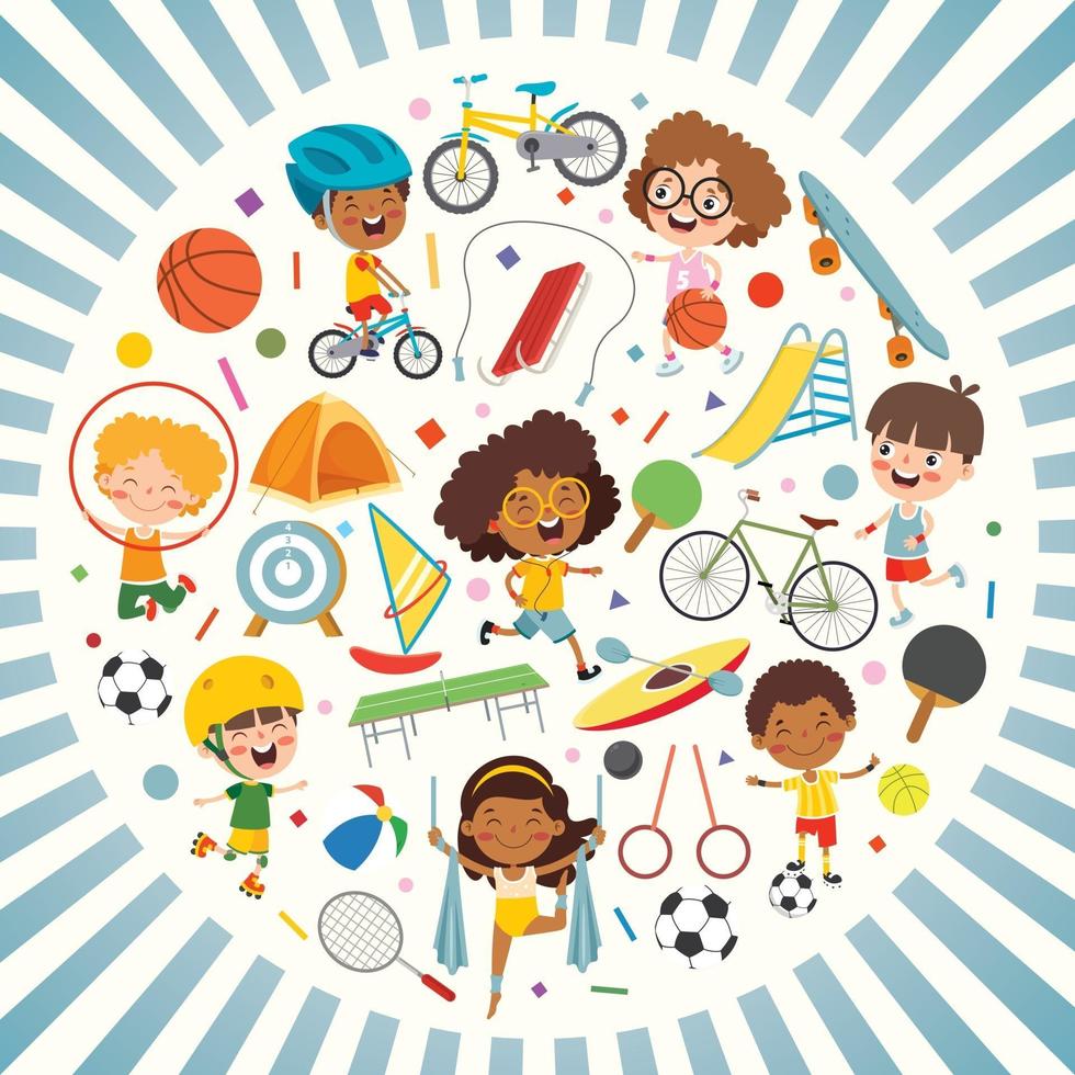 Sport Concept Design With Funny Children vector