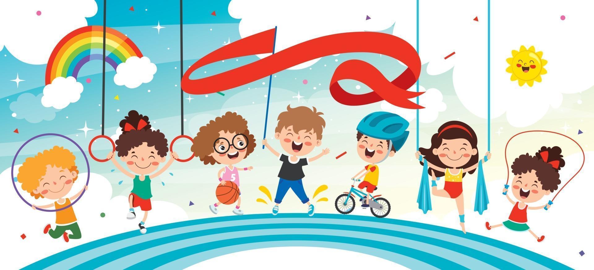 Sport Concept Design With Funny Children vector