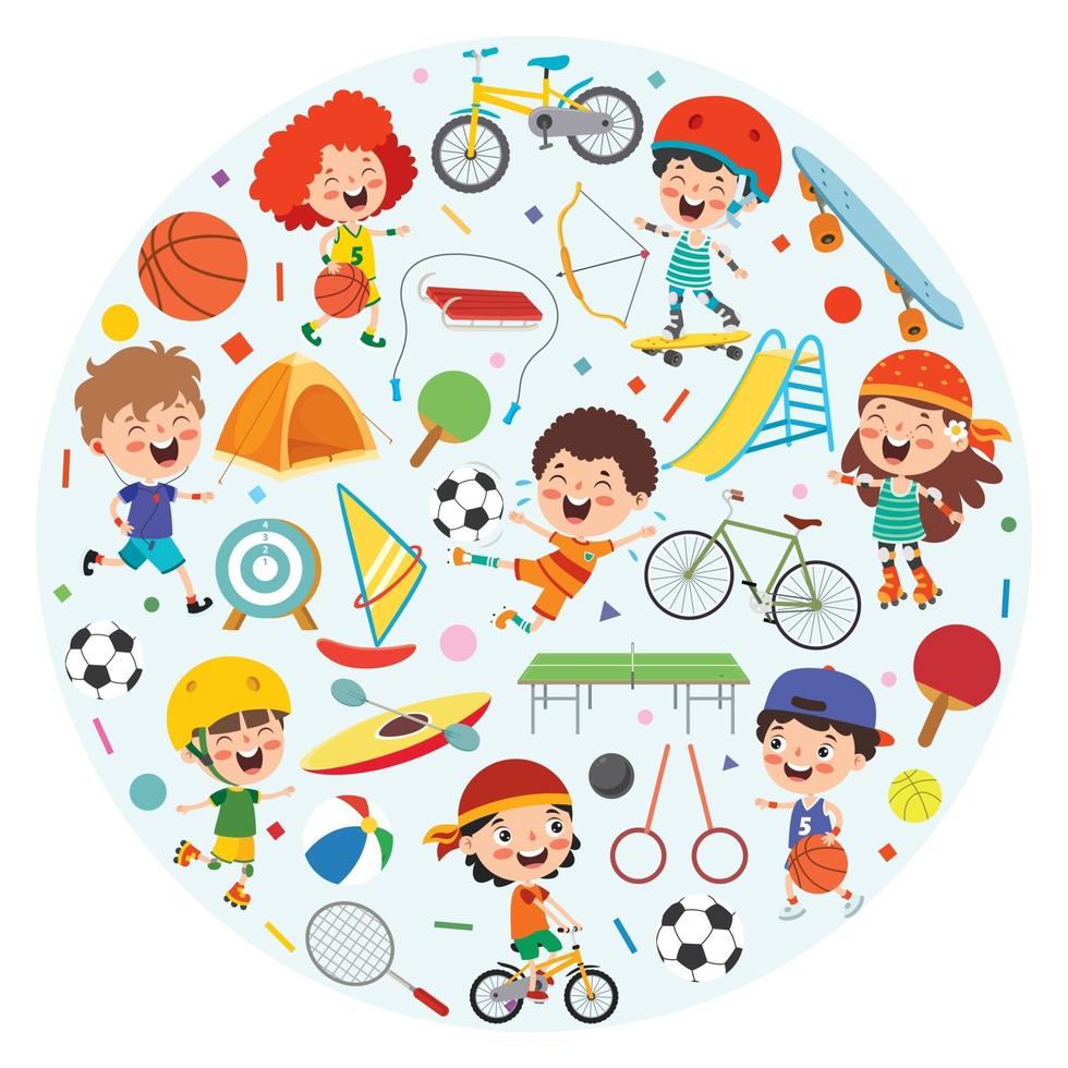 diseño de concepto de deporte con niños divertidos vector