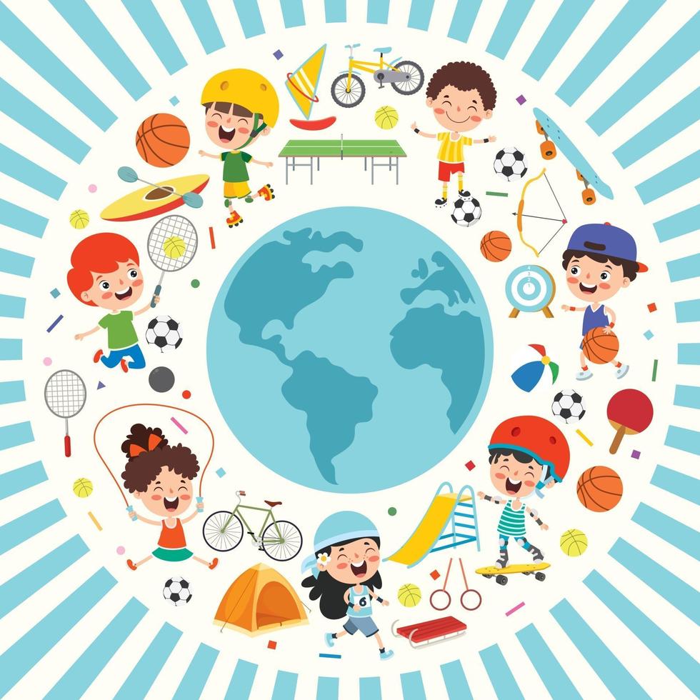 Sport Concept Design With Funny Children vector