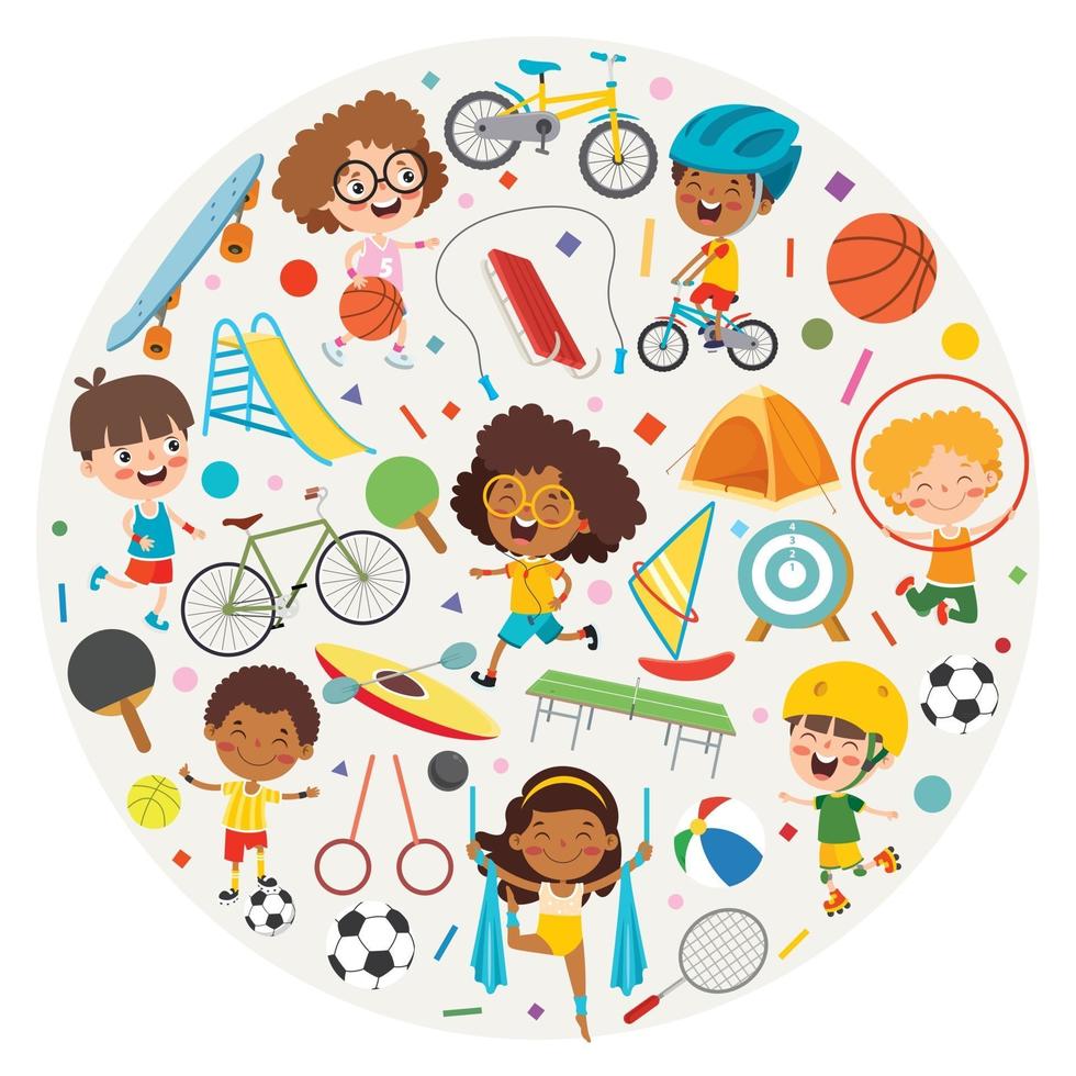 diseño de concepto de deporte con niños divertidos vector