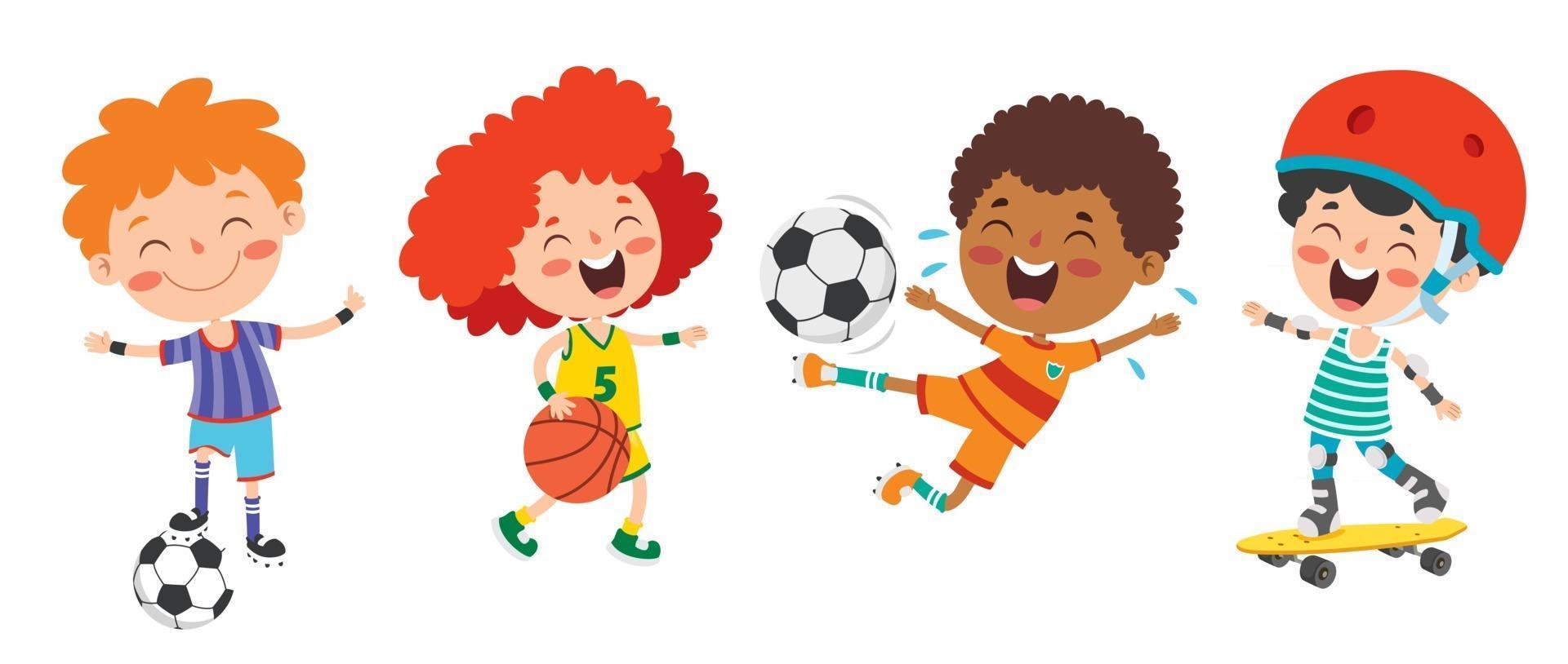 Happy Kids Making Various Sports vector