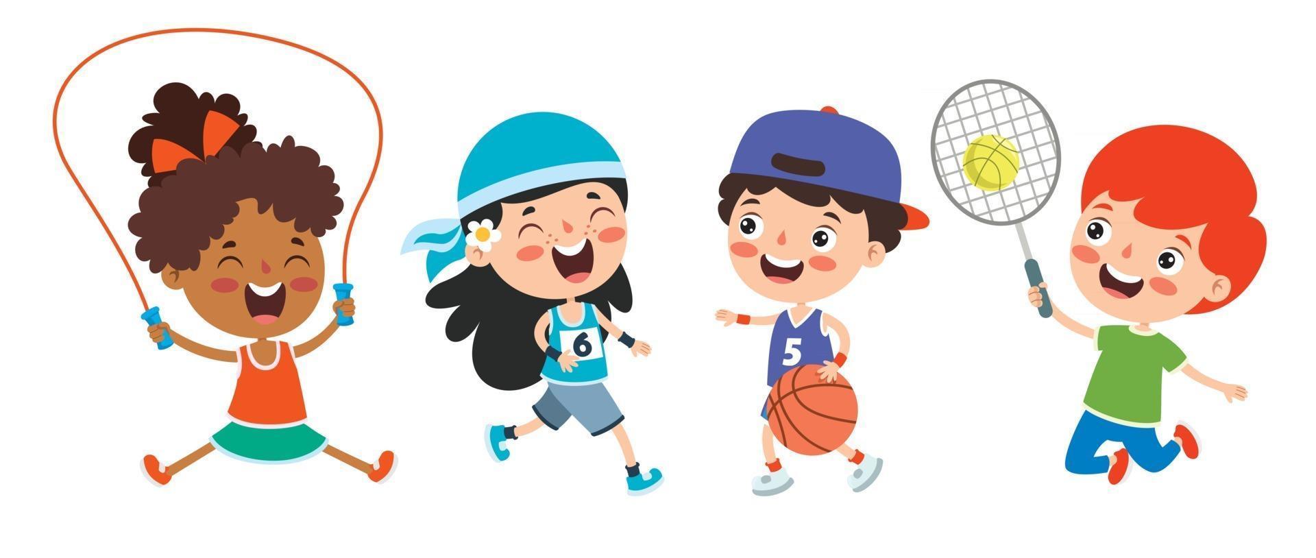 Happy Kids Making Various Sports vector