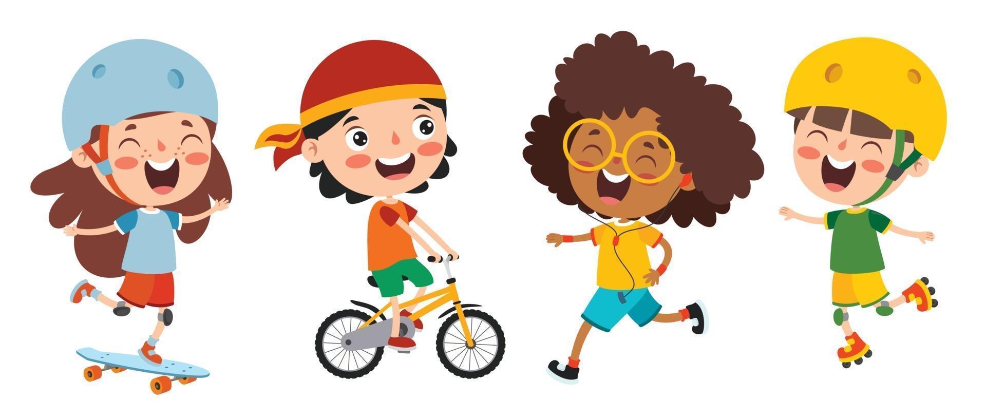 Happy Kids Making Various Sports vector