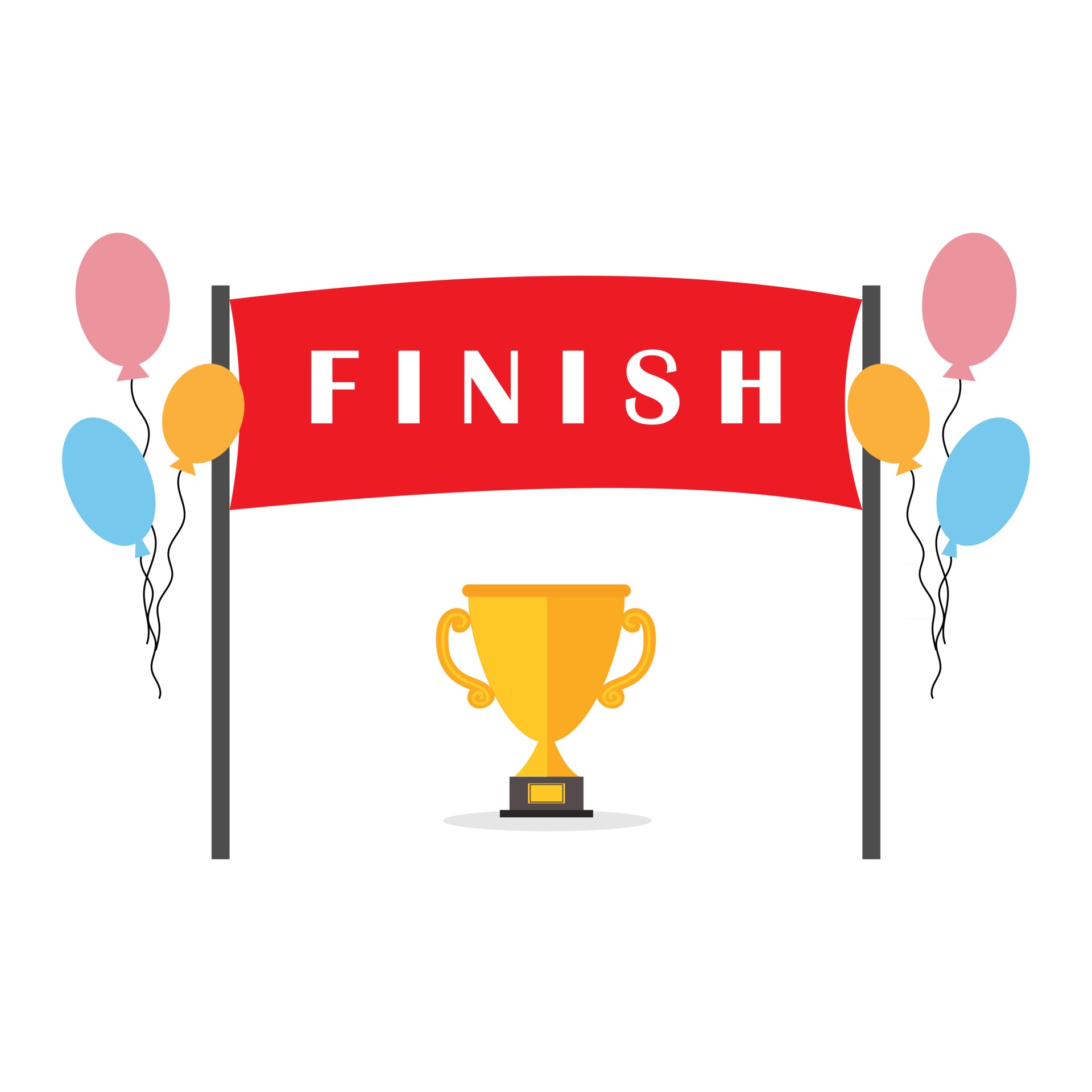 Gold cup award for first place on the background of a banner with the