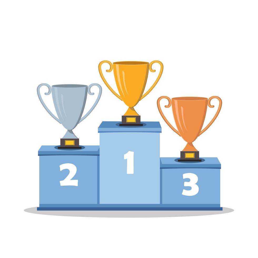 Victory podium with gift cups vector
