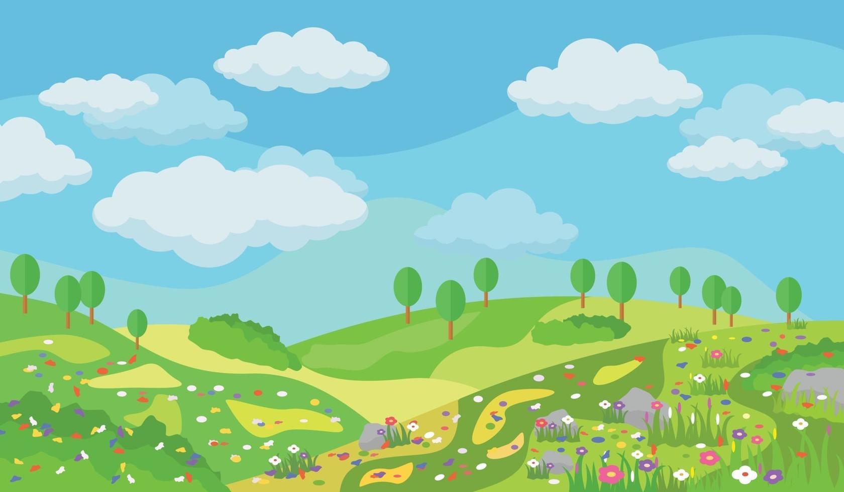 Beautiful summer landscape with flowers vector