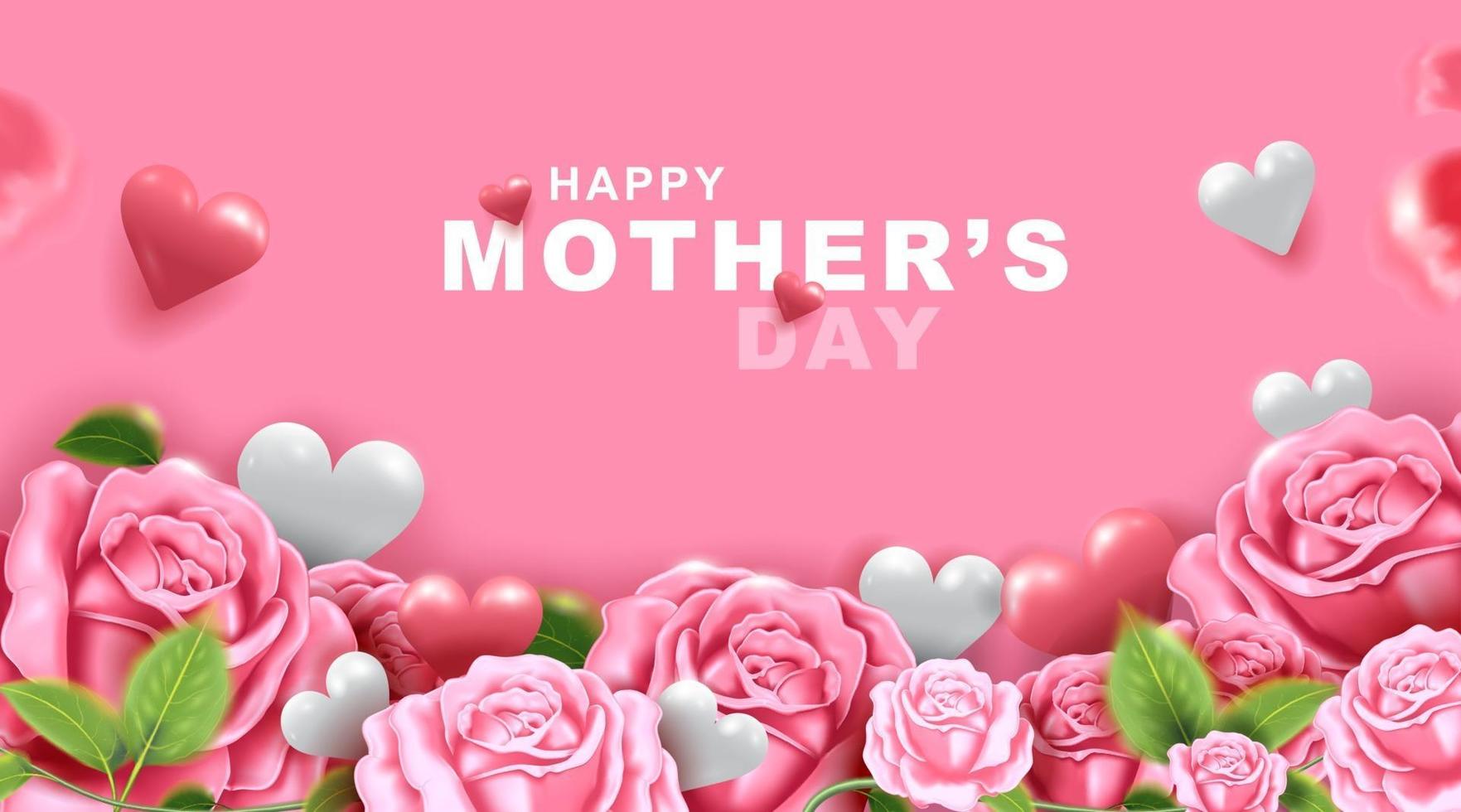Tarjeta de felicitación del día de la madre con hermoso fondo de flores en flor vector