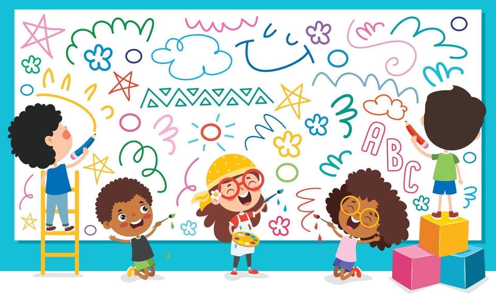 Art Concept Design With Funny Characters vector