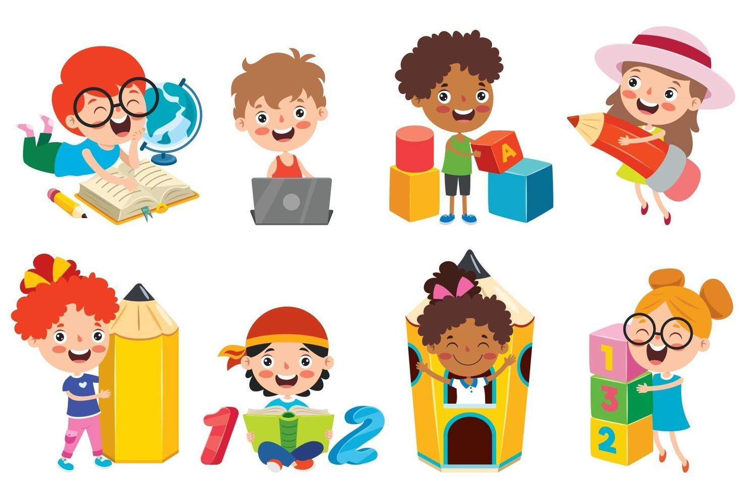 Education Concept With Funny School Children vector