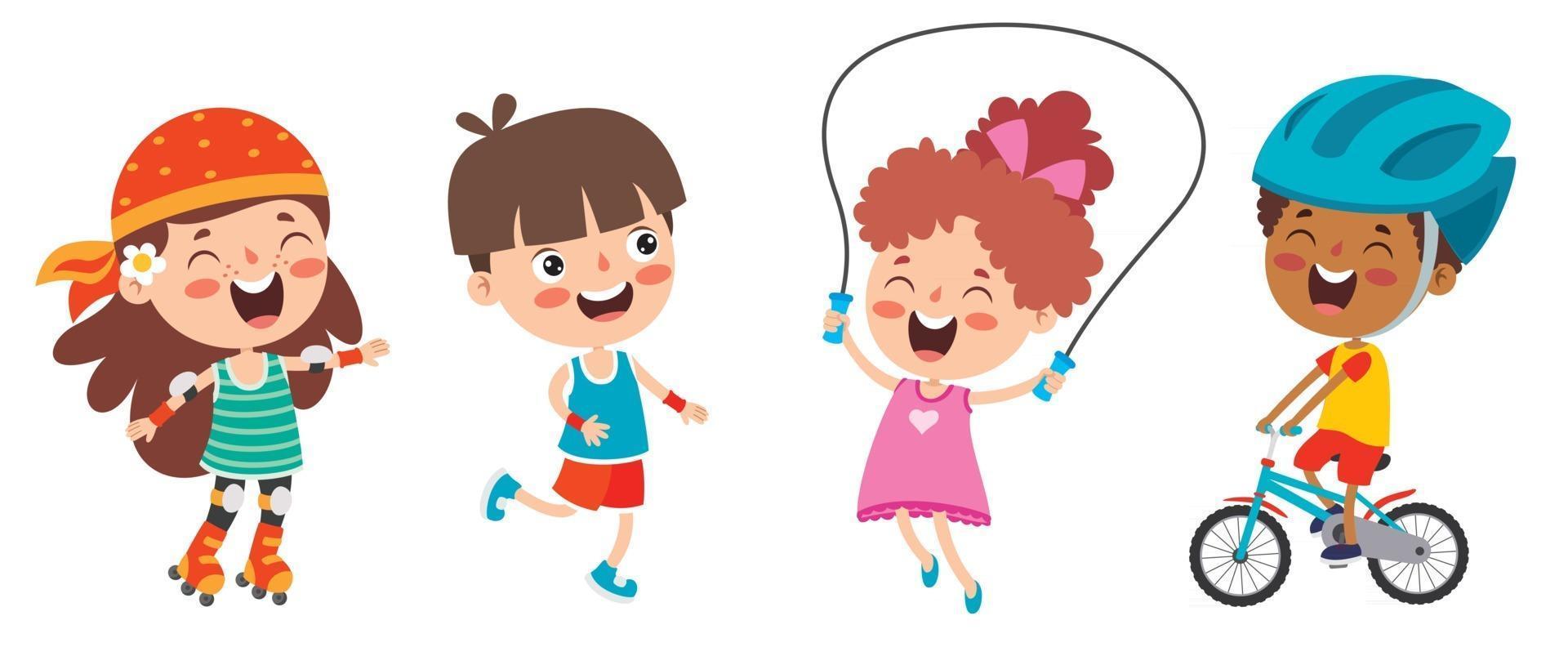 Happy Kids Making Various Sports vector