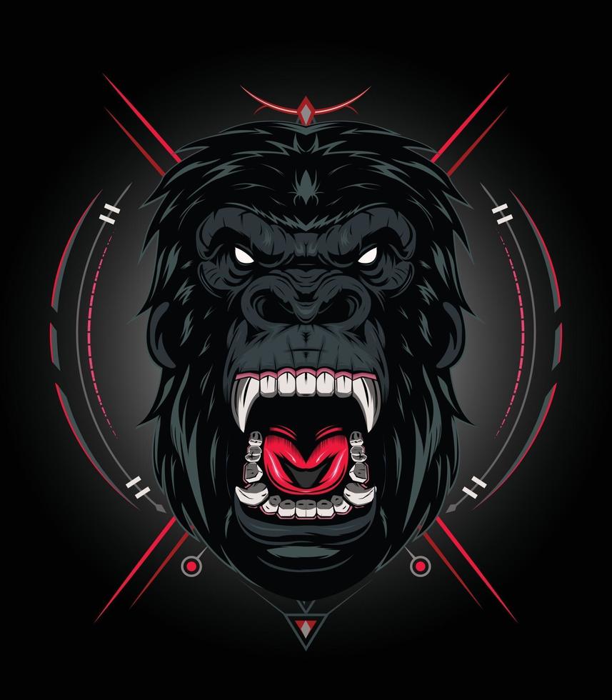 vector Head of a gorilla with angry face for mascot T shirt apparel