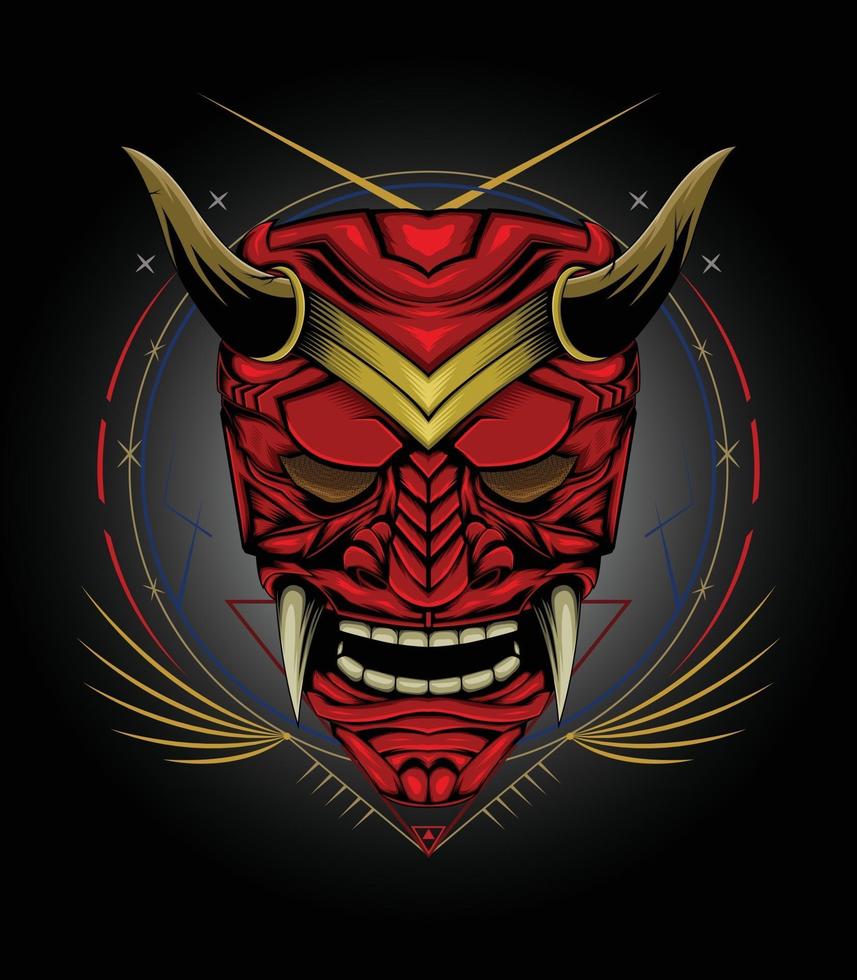 Japanese illustration culture with samurai mask design template vector