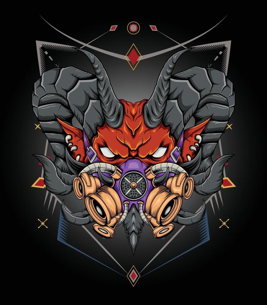 ilustración de cabeza de diablo de arte oscuro para mercancía de ropa de camiseta vector