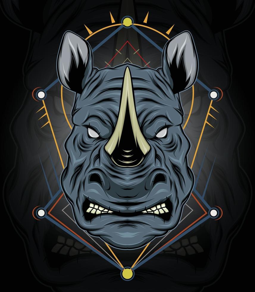 rhino logo design mascot with modern illustration concept style for badge emblem and t shirt printing vector