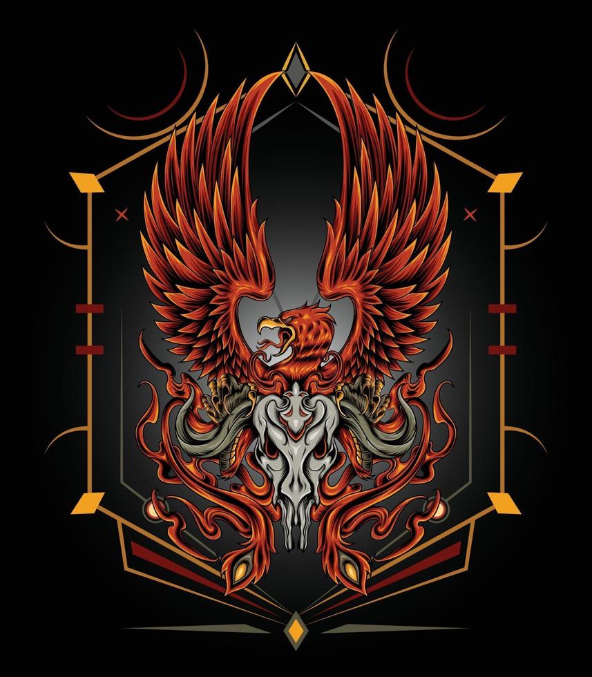 Hand drawn mythical phoenix with high resolution vector