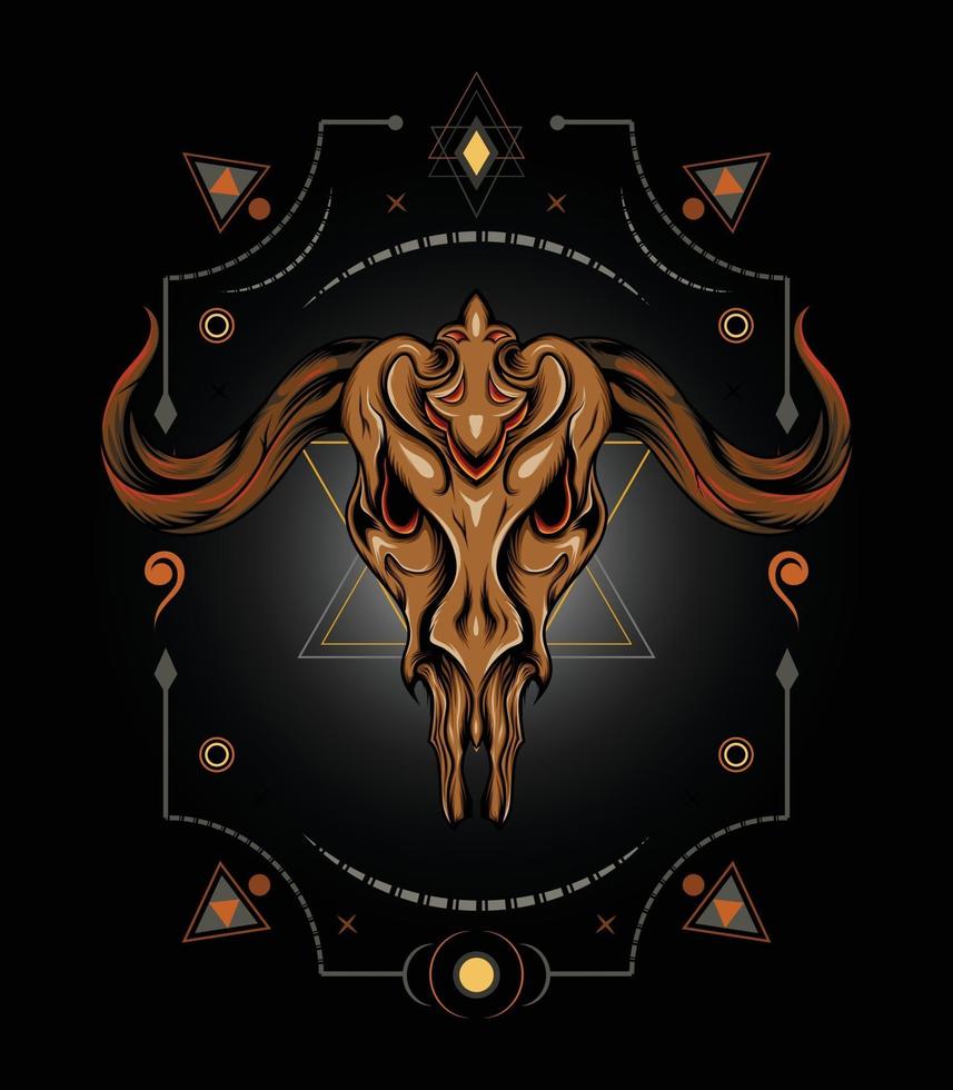 Goat head with mythical symbol vector