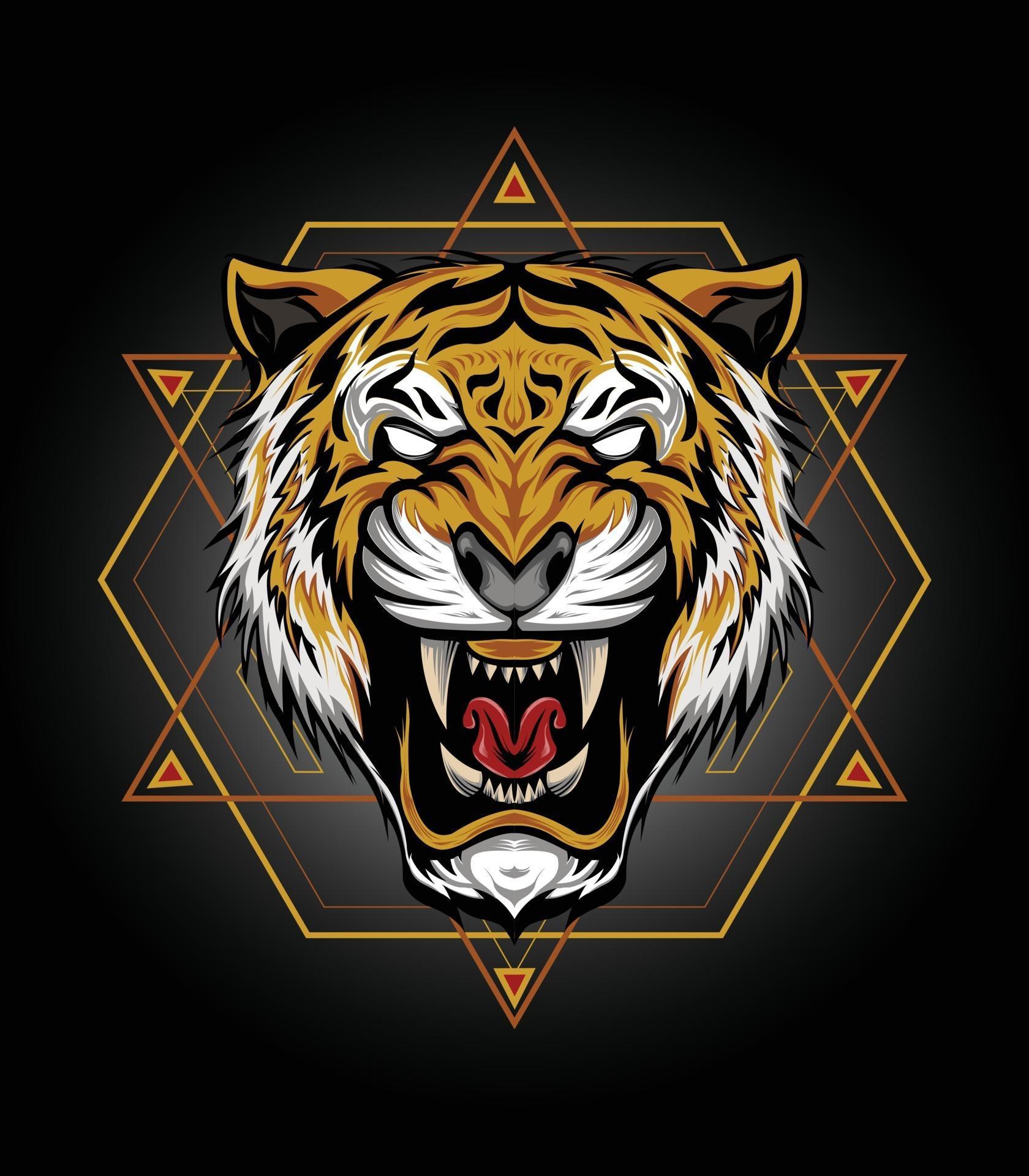 Tiger Head Illustration Vector Tiger Design For T Shirt Mascot Logo Team Sport 2399795 Vector 