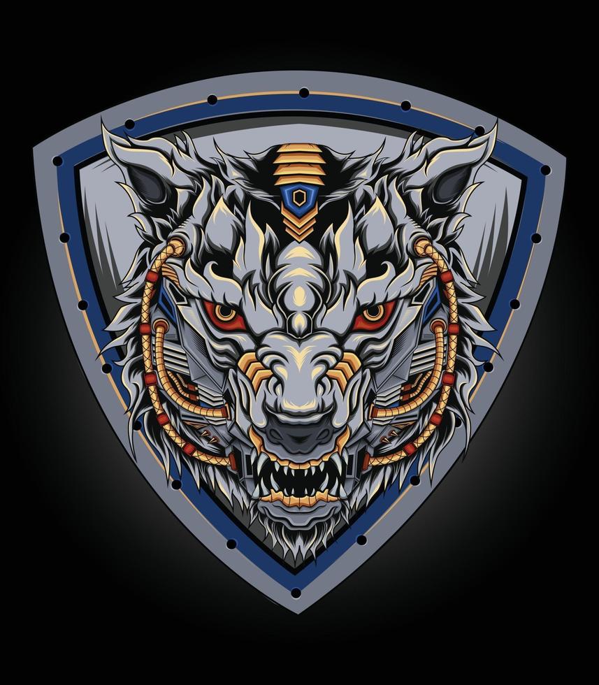 Mecha Wolf logo Perfect for t shirt apparel merchandise pin design and other vector
