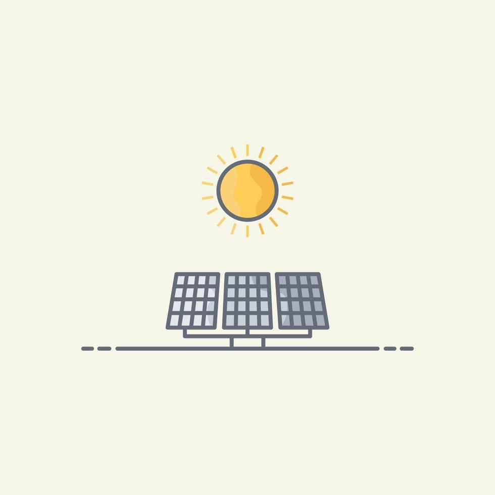 Ilustración de icono de vector de panel solar