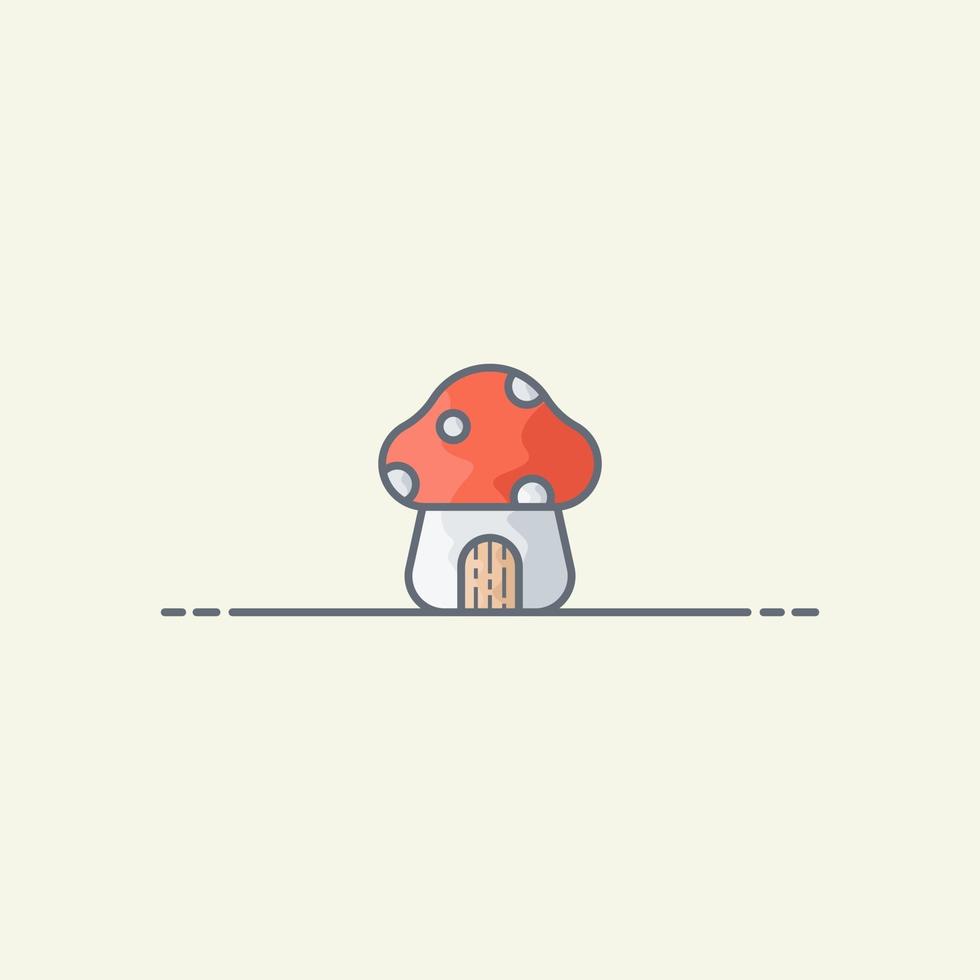 Mushroom house vector icon illustration