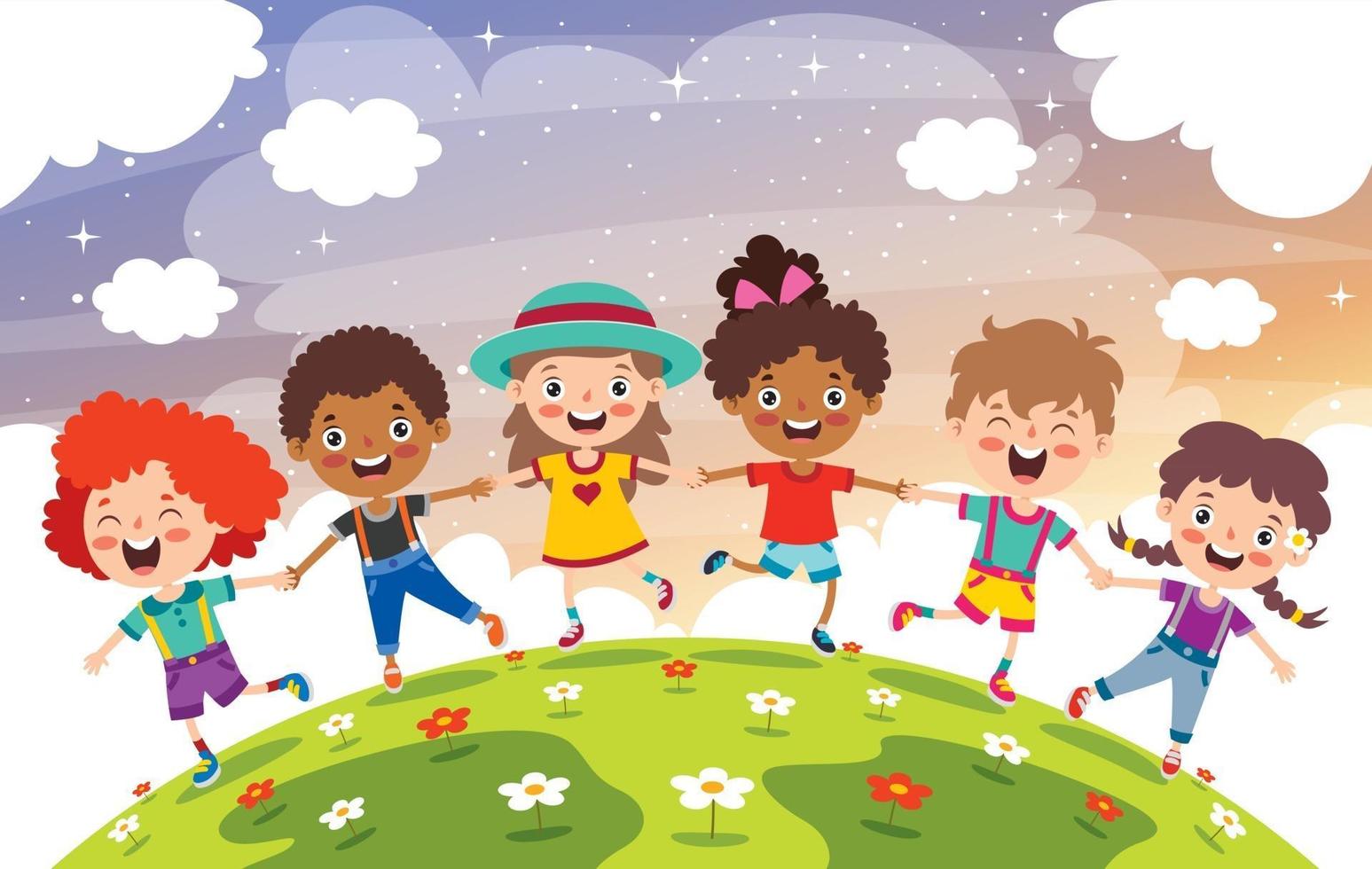 Happy Multi Ethnic Kids Playing Together vector