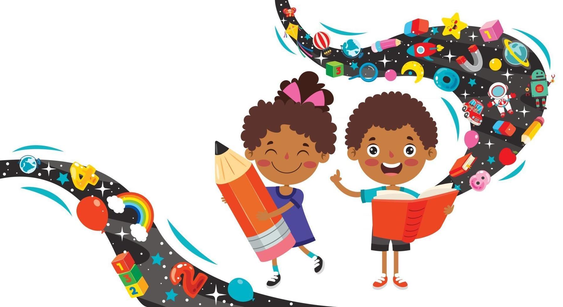 Education Concept With Funny Characters vector