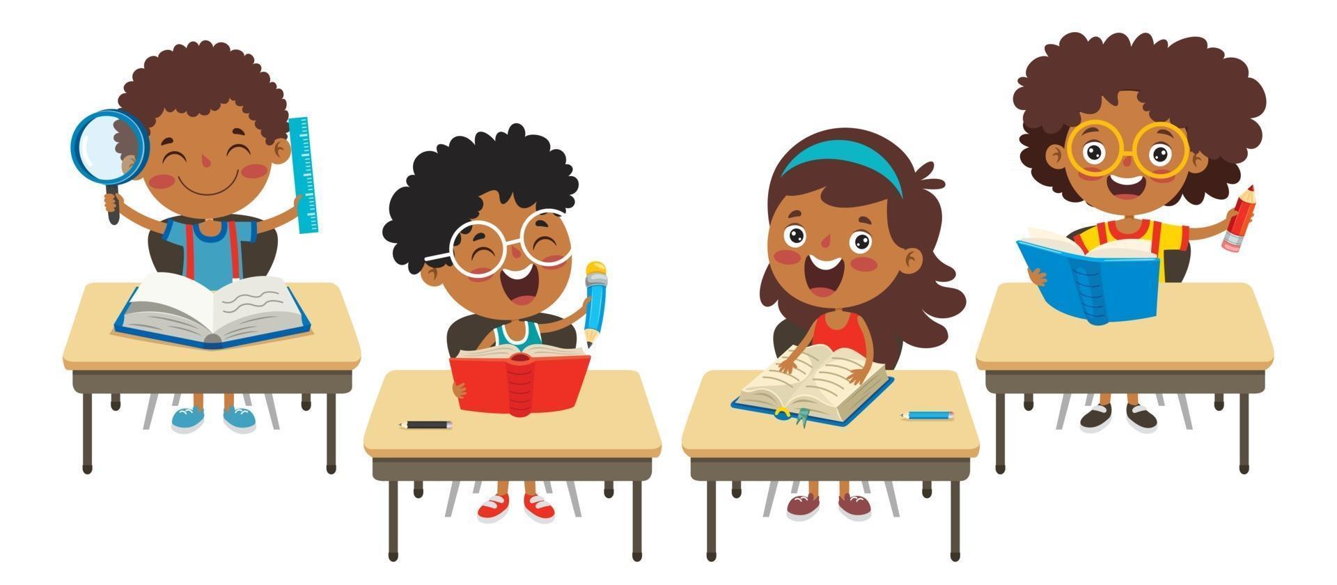 Education Concept With Funny Characters vector