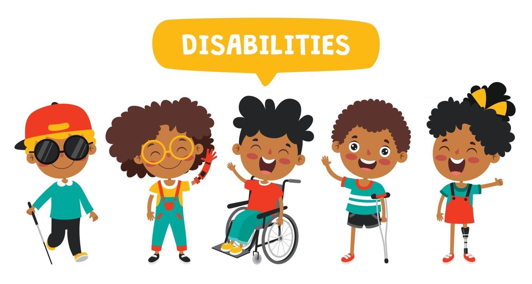 Funny Cartoon Handicapped Kids Posing vector