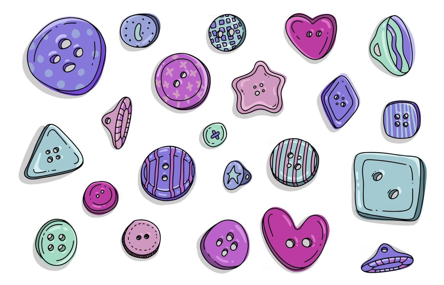 Button clothes doodle set vector